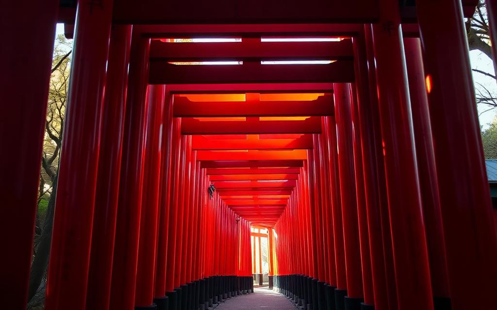 Fushimi Inari végtelen piros torii kapui