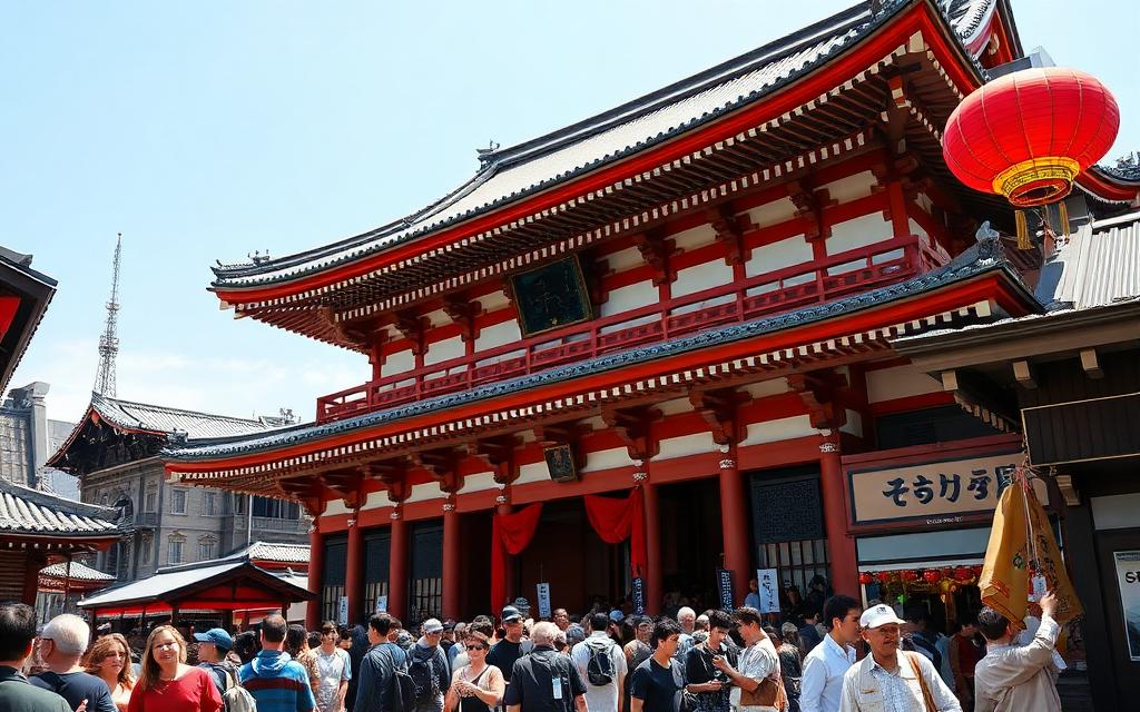 Sensō-ji templom Asakusában, piros lámpással