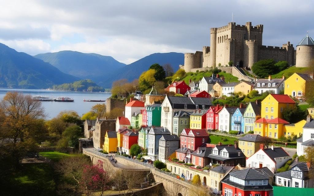 Conwy vára és színes házai Észak-Walesben